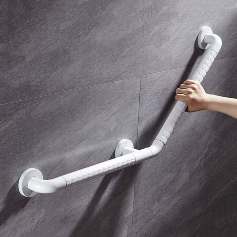 FREOSEN 135° Barre D'appui Douche pour Baignoires Acier Inoxydable PVC Barre de Maintien pour Handicapés et Les Personnes âgées WC 45 45cm