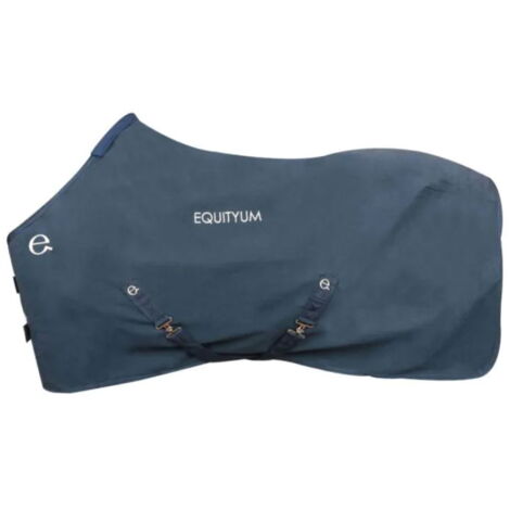 135 cm, Blu: Coperta per cavalli modello Karyn in cotone con bordi e rinforzi in Nylon