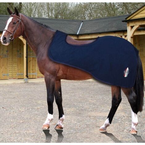 135 cm, Blu: Coprireni in pile con chiusura superiore a strappo modello Crown Stripes