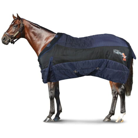 135 cm, Blu e Nero: Coperta da box imbottita 300g e tessuto esterno 1200 denari modello Thermo hot