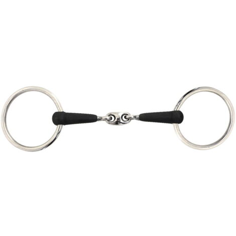 13,5 cm: Morso ad anelli con olivetta centrale in gomma e acciaio inox 16 mm