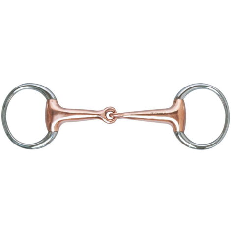 13,5 cm: Morso oliva in acciaio inox vuota ad anelli snodato con imboccatura in rame 20 mm
