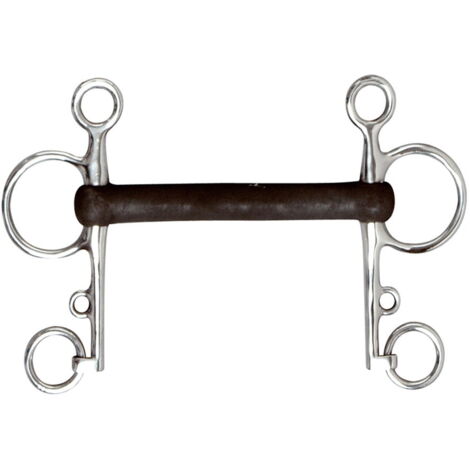 13,5 cm: Morso pelham in gomma flessibile e acciaio inox con barbozzale