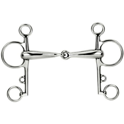 13,5 cm: Morso pelham snodato in inox vuoto 20 mm
