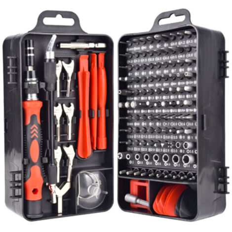 135-in-1 Mini-Präzisions-Magnetschraubendreher-Reparatur-Set für iPhone, Laptop, Uhr mit Aufbewahrung, Rot  FLITI