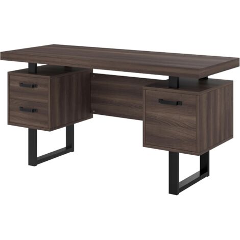 135 x 54 cm moderner Schreibtisch im minimalistischen Stil, MDF-Schreibtischplatte mit hochwertigem Stahlrohr, super belastbar, multifunktionales Aufbewahrungsdesign, geräuschlose Schublade, Ordnersch