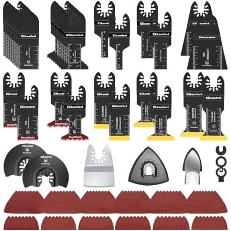 136 pièces Kit D'accessoires Oscillant Multitool, Lames De Scie Oscillantes Universelles avec Sac Rangement Compatible DeWalt Dremel et plus, pour Couper Poncer Jointoyer - PCS