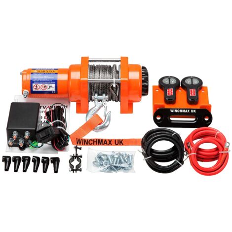 1.361 kg originale orangefarbene 12-V-Elektrowinde. 15,5 m x 5 mm Dyneema-Seil. 1/4 Haken. Drahtlose Fernbedienungen.