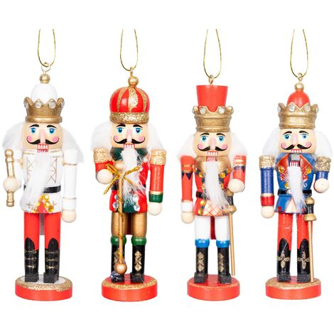 13cm Wooden Nutcrackers Figures Christmas Ornament 4Pcs Set