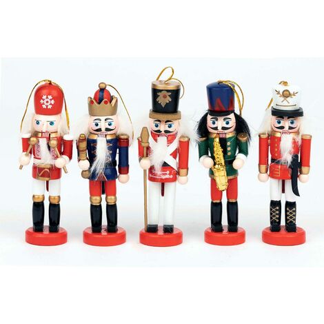 13cm Wooden Nutcrackers Figures Christmas Ornament 5Pcs Set