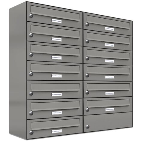 13er Premium Briefkasten Aluminiumgrau RAL Farbe 9007 für Außen Wand Postkasten 2x7