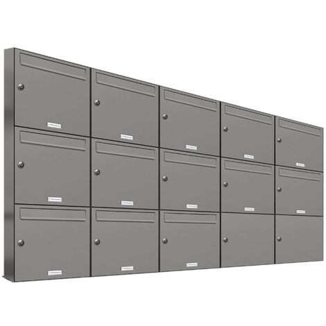 13er Premium Briefkasten Aluminiumgrau RAL Farbe 9007 für Außen Wand Postkasten 5x3