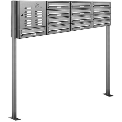 13er V2A Edelstahl Briefkasten Standanlage Freistehend mit Klingel