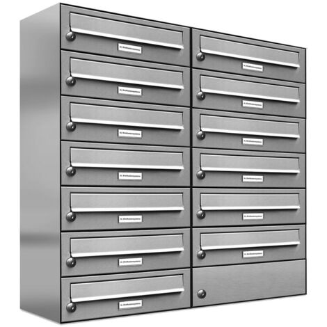 13er V2A Edelstahl Wandbriefkasten Anlage 13 Fach Briefkasten Postkasten
