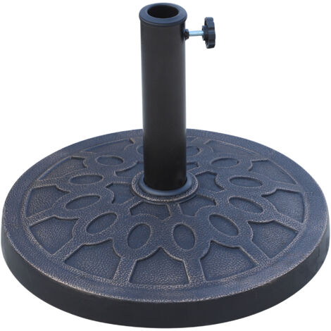 13kg Resin Umbrella Stand Holder, Garden Parasol Base for 38mm or 48mm Outdoor Umbrella Poles, Bronze Tone