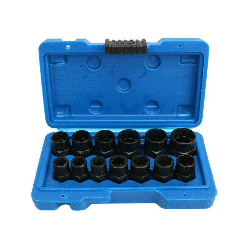 13PCS Jeu de extracteur d'écrous douille∣Coffret de douille extracter de boulon arrondi∣extracteurs de vis à tête hexagonale∣Extracteur du Goujon