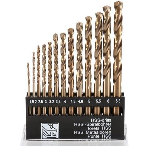 13PCS Jeu de Forets Hélicoïdaux M35, Embouts Métalliques HSS de 1,5 à 6,5 mm, Forets en Acier Rapide au Cobalt, Convient pour Percer des Trous dans le Métal, le Bois, l'Acier Inoxydable