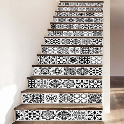 13Pcs Stickers adhésifs escalier carrelages Sticker Autocollant contremarche Carreaux de Ciment – Stickers contremarche carrelages（18x100cm）