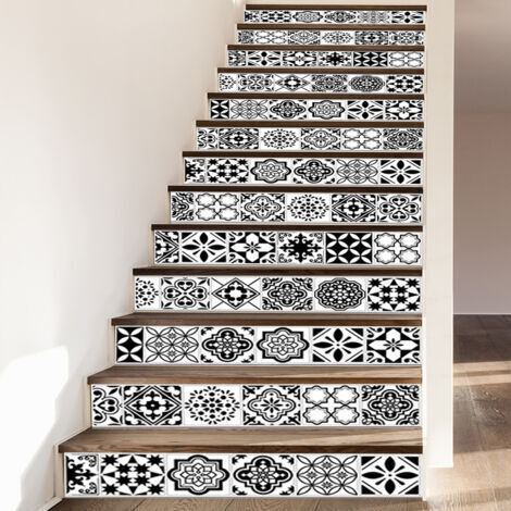 13Pcs Stickers adhésifs escalier carrelages Sticker Autocollant contremarche Carreaux de Ciment – Stickers contremarche carrelages（18x100cm）