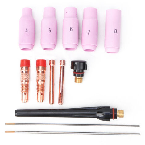 13PCS TIG Souding Torch Accessories Consommables pièces 1,6 mm 2,4 mm pour 17/18/26 (13pcs)