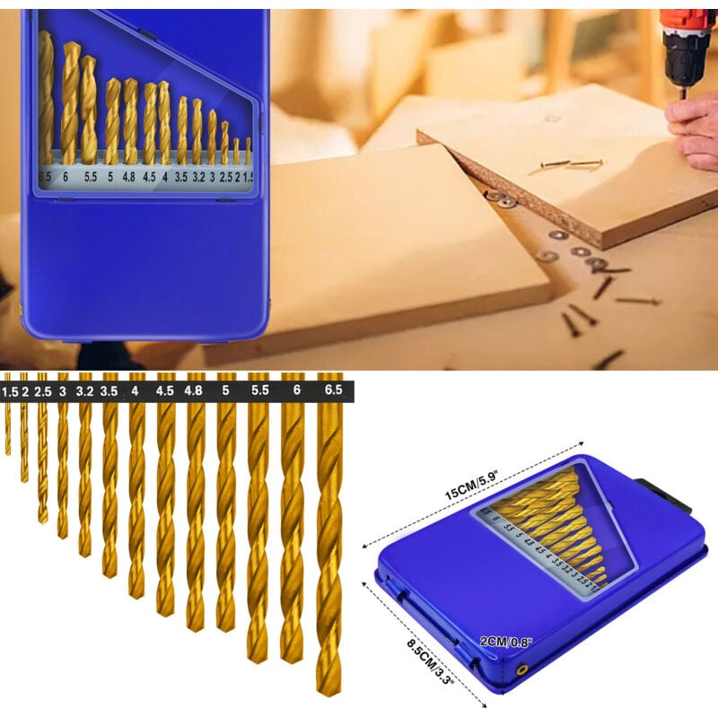 Image of Dayplus - 13tlg Extra Lang Metallbohrer ø 1.5-6mm Spiralbohrer Stahlbohrer hss Bohrer-Set