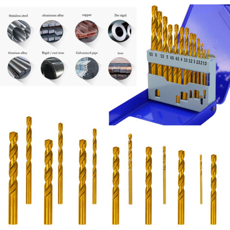 13tlg HSS Spiralbohrer Set Metall Titan 1/16"-1/4" Sechskantschaft Bits Werkzeug