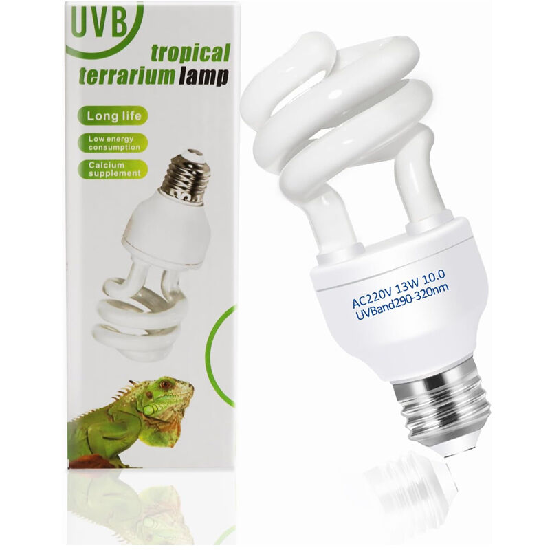 13W 10.0 Ampoule uv, ac 220V lampe uv tortue terrestre,plantes améliorer synthèse,D3 augmenter l'absorption calcium, ampoule uva uvb tortue convient