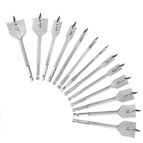 13x Spade Drill Bit Sets,Alloy Steel Paddle Flat with Quick Change Shank, Wood Hole Cutter 1/4inch to 1-1/2inch