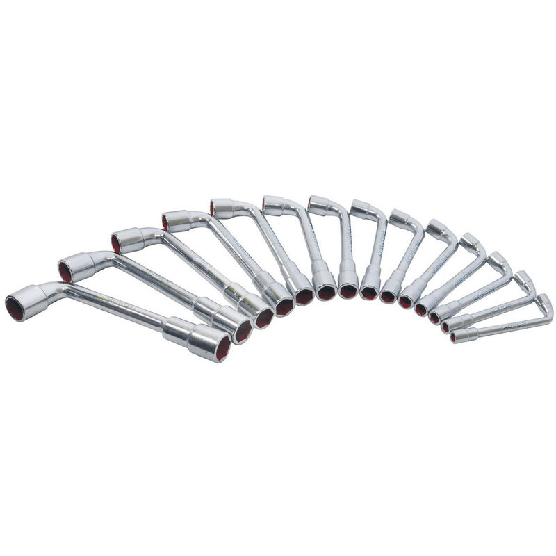 Rondy - 14 Clés à pipe débouchées chromées 6/12 pans en acier forgé 8 à 21 mm