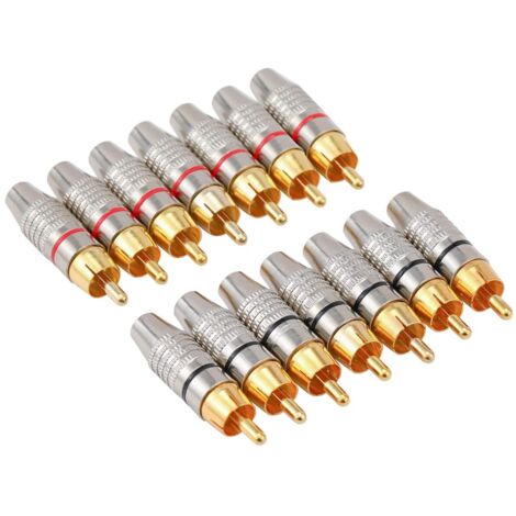 14 conectores RCA sin soldadura, adaptadores de audio y video RCA macho para cable coaxial, chapados en oro