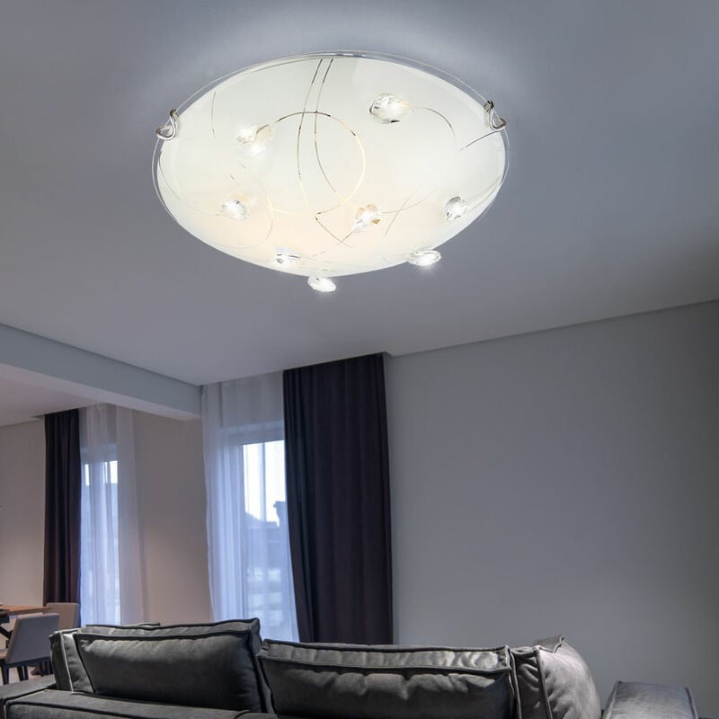 Image of Etc-shop - Lampada da soffitto di design a led da 14 watt illuminazione cristalli di vetro cristalli di vetro chiaro