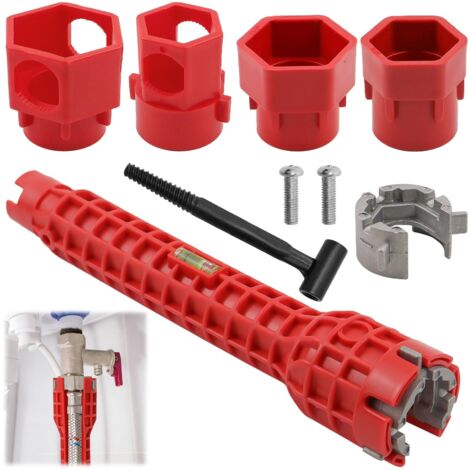14 en 1 Cle Robinet Evier, Cle a Bonde, Clé a Tube pour Robinets Evier, Clé de Robinet Multifonction pour Toilettes, Salle de Bain et Cuisine