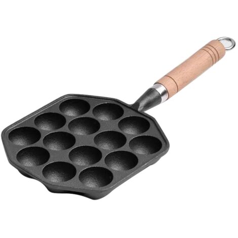 14 Holes Takoyaki Pan Nonstick Cast Iron Octopus Meat Balls Mold Maker with Detachable Handle for Home Pancake Baking