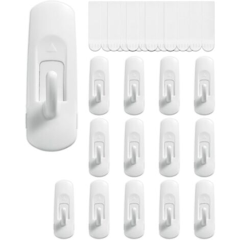 14 Hooks, Large Utility Hooks, Damage-Proof Organization Hooks, Heavy Duty with Adhesive Strips, No Tools Required Wall Hooks