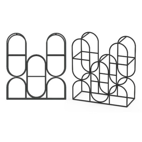 14 Inch 8 Bottle Wine Rack - Cast Iron - L8 x W18 x H33 cm - Black
