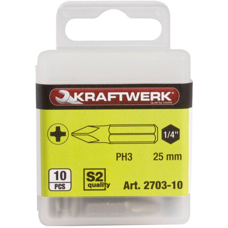 1/4'' Inserto Phillips 25 mm Nr. 3, 10 pz.