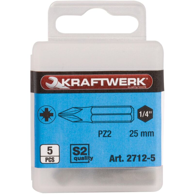 1/4'' Inserto Pozidriv 25 mm Nr. 2, 5 pz.