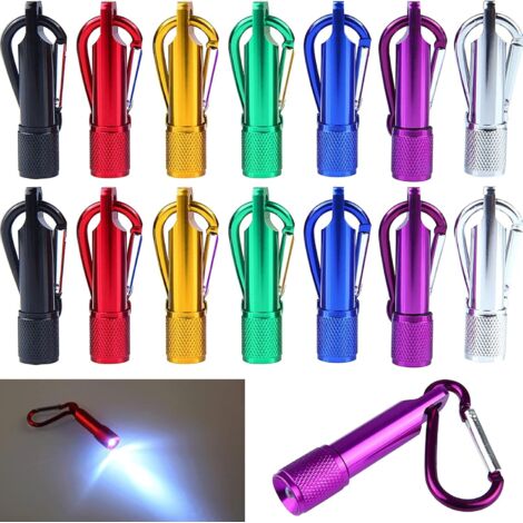 14 mini linternas portátiles, mini linternas LED con llavero, ideales para senderismo, acampada, viajes y ciclismo (7 colores).