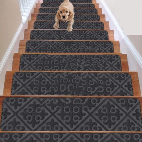 14 Pack Non-Slip Stair Tread Strips, 8" x 30" for Kids, Elderly, Pets, Stair Pulling, (Gold)