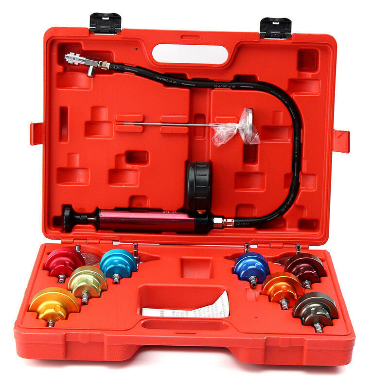 14 Pc Radiateur Testeur De Pression De Pompe Fuite Système De Refroidissement Checker Adaptateur En Aluminium