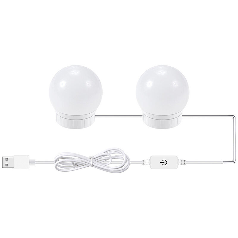 

2 PCS LED Luces de espejo de maquillaje 3 modos de color Luces de espejo de tocador Luz de espejo de bano con cable USB Tiras de luces LED, 2 piezas