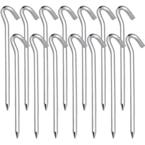 14 Pcs Sardines Piquet, Piquets de Tente en Acier Piquets de Fixation Sol Crochet- Idéal pour le jardin, le camping tentes