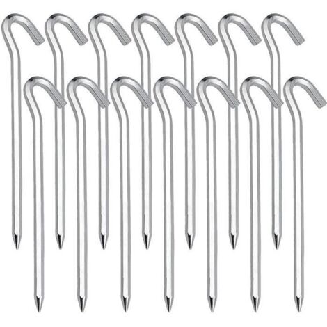 14 Pcs Sardines Piquet, Piquets de Tente en Acier Piquets de Fixation Sol Crochet- Idéal pour le jardin, le camping tentes