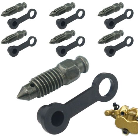 14 Pcs Vis Purge D'étrier Frein, Alliage Zinc Vis Creuses avec Mamelon Capuchon Anti-Poussière pour Moto Vélo (M8 x 1.25 mm, Vert Militaire)