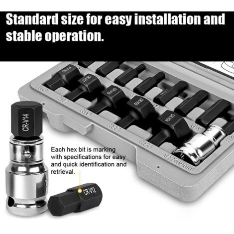 14-piece 1/2" hex socket set for electric ratchet wrench and automotive repair accessories.