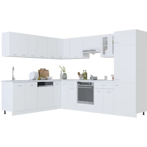 14 Piece Kitchen Cabinet Set Lyon White Engineered Wood vidaXL