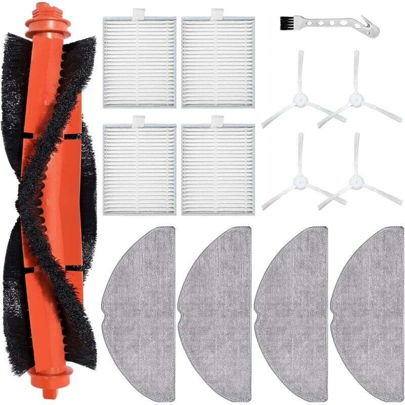14-Piece Replacement Accessory Set for Xiaomi S20 Robot Vacuum Cleaner: Includes 1 Main Brush, 4 Mop Pads, 4 Replacement Filters, 4 Side Brushes, and