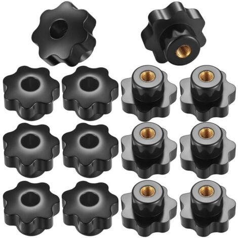 14 Pièces Bouton de Serrage à Filetage Moleté M8, Poignée Boutons en Etoile Filetage Intérieur pour Appareils Mécaniques, Instruments