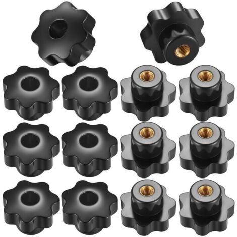 14 Pièces Bouton de Serrage à Filetage Moleté M8, Poignée Boutons en Etoile Filetage Intérieur pour Appareils Mécaniques, Instruments