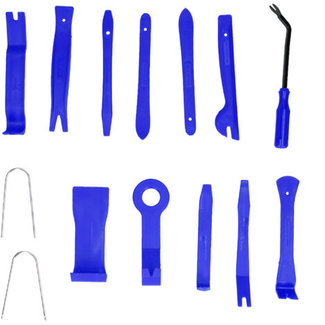 14 Pièces Outil de Démontage Auto pour Panneau de Porte, Audio et Tableau de Bord - Kit Réparation Bleu